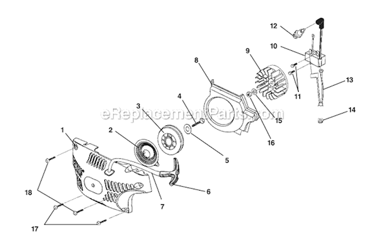Starter - Ignition Diagram and Parts List for UT10901B  Homelite Chainsaw