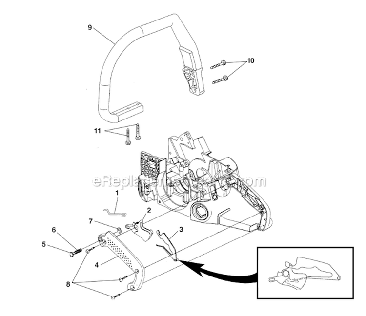 Handles Diagram and Parts List for UT10901B  Homelite Chainsaw