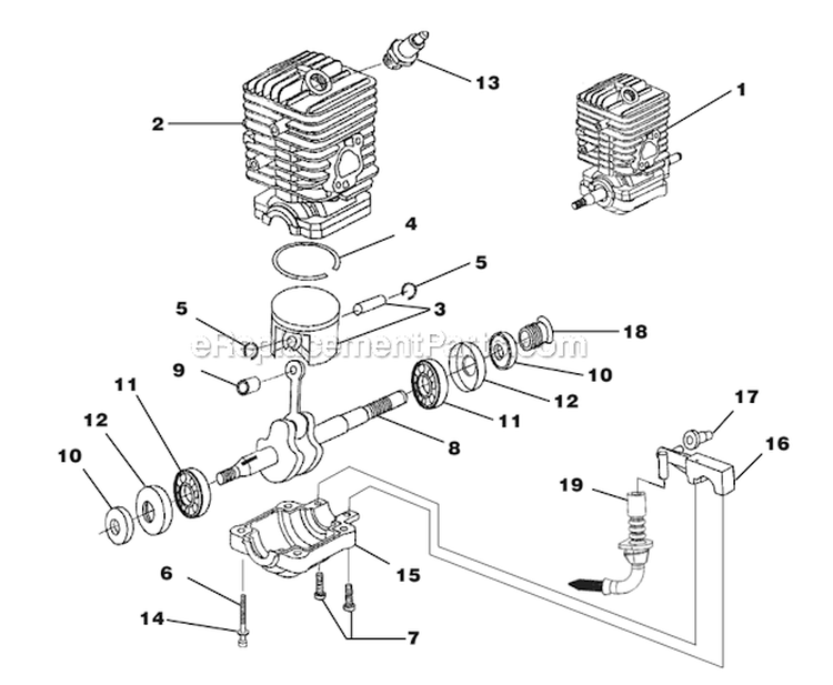 Engine Internal - Oil Pump Diagram and Parts List for UT10910 Timberman Homelite Chainsaw