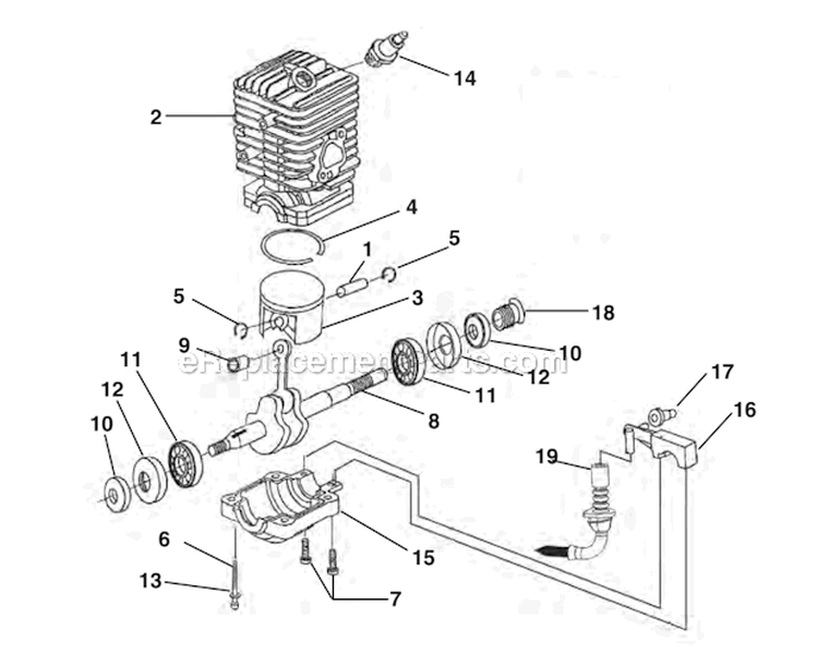 Engine Internal - Oil Pump Diagram and Parts List for UT10942D  Homelite Chainsaw