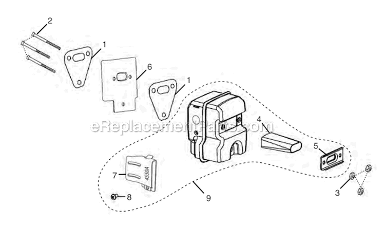 Muffler Diagram and Parts List for UT10942D  Homelite Chainsaw