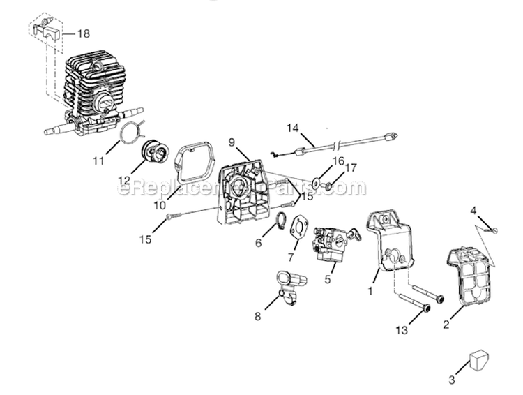 Carburetor - Air Filter Diagram and Parts List for UT10942D  Homelite Chainsaw