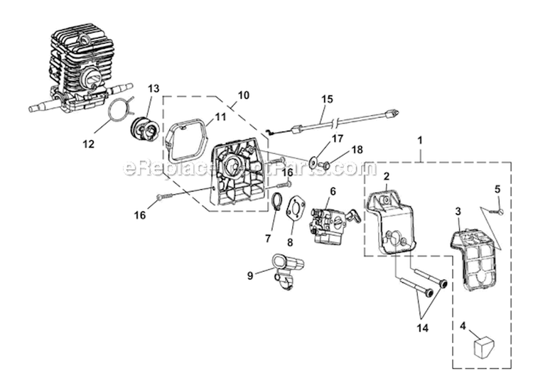 Carburetor - Air Filter Diagram and Parts List for UT10946A  Homelite Chainsaw