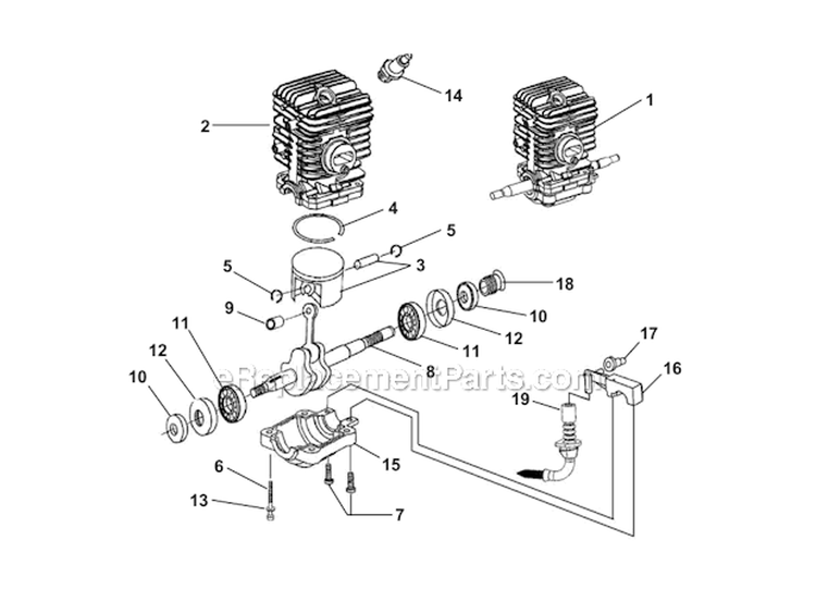 Engine Internal - Oil Pump Diagram and Parts List for UT10946  Homelite Chainsaw
