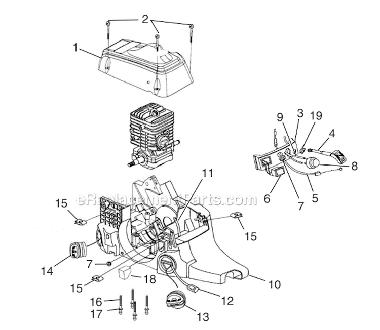 Carburetor - Air Filter Diagram and Parts List for UT10947D  Homelite Chainsaw
