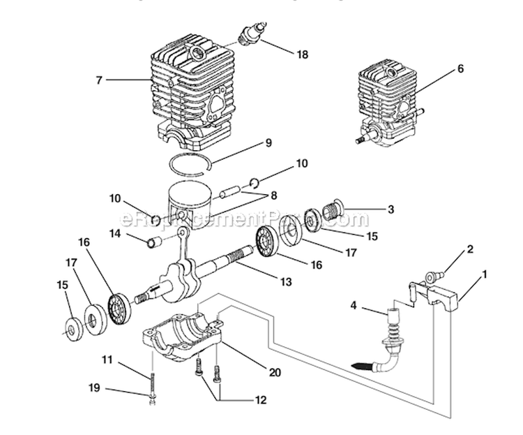 Engine Internal - Oil Pump Diagram and Parts List for UT10947E  Homelite Chainsaw