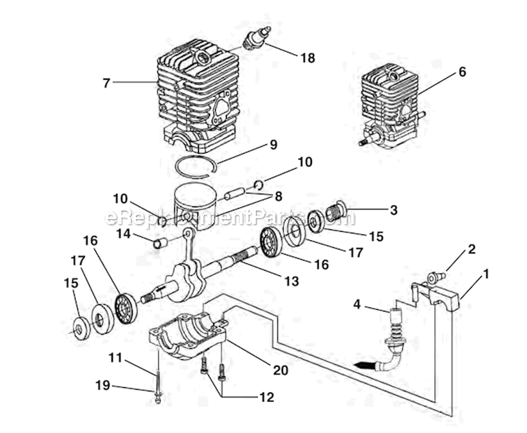 Engine Internal - Oil Pump Diagram and Parts List for UT10947  Homelite Chainsaw