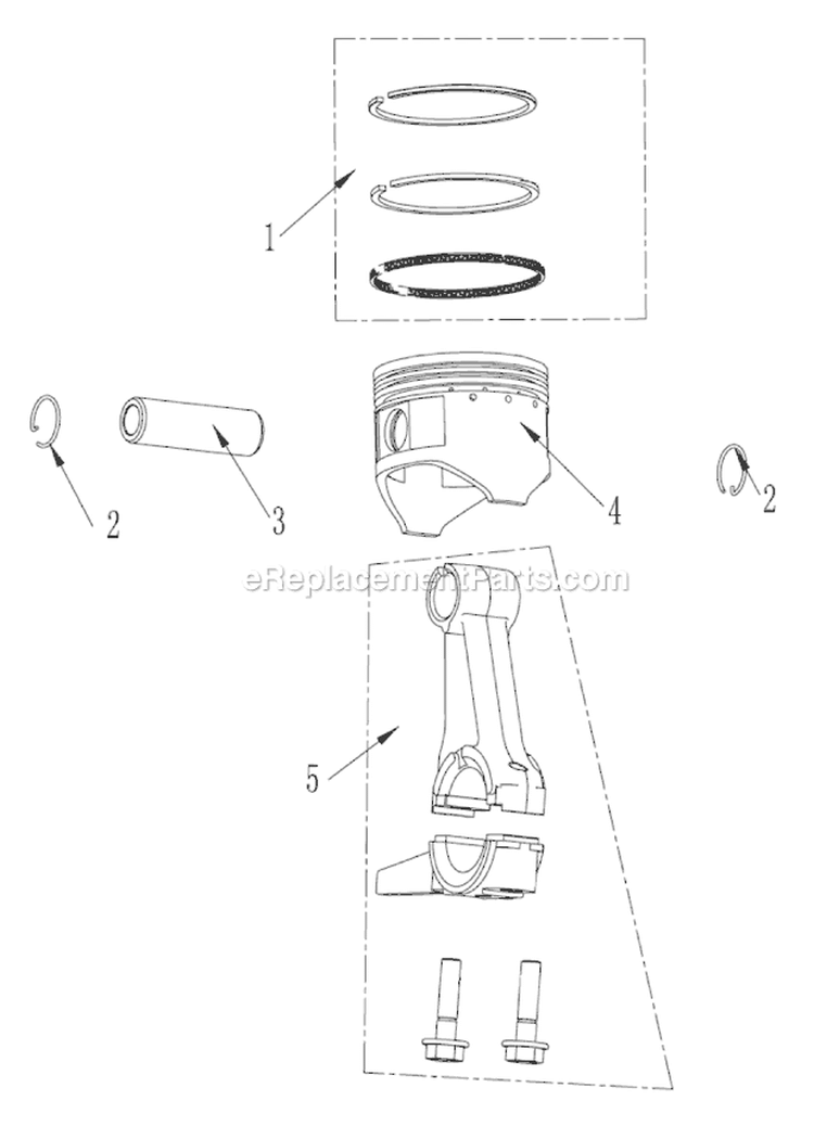 Piston & Connecting Rod Assy Diagram and Parts List for UT13140  Homelite Edger