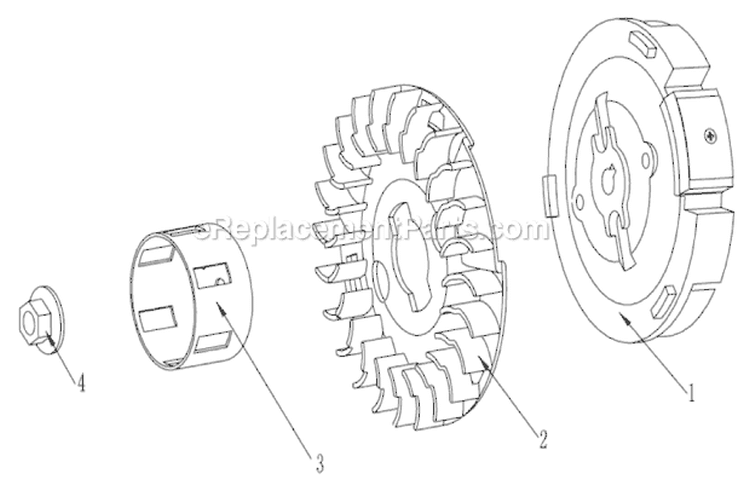Fly Wheel Assy Diagram and Parts List for UT13140  Homelite Edger