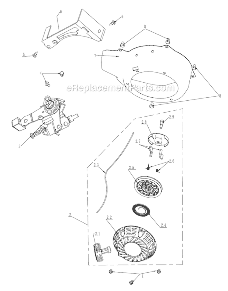 Engine Side Assy Diagram and Parts List for UT13140  Homelite Edger