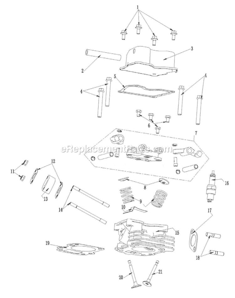 Cylinder Head Assy Diagram and Parts List for UT13140  Homelite Edger