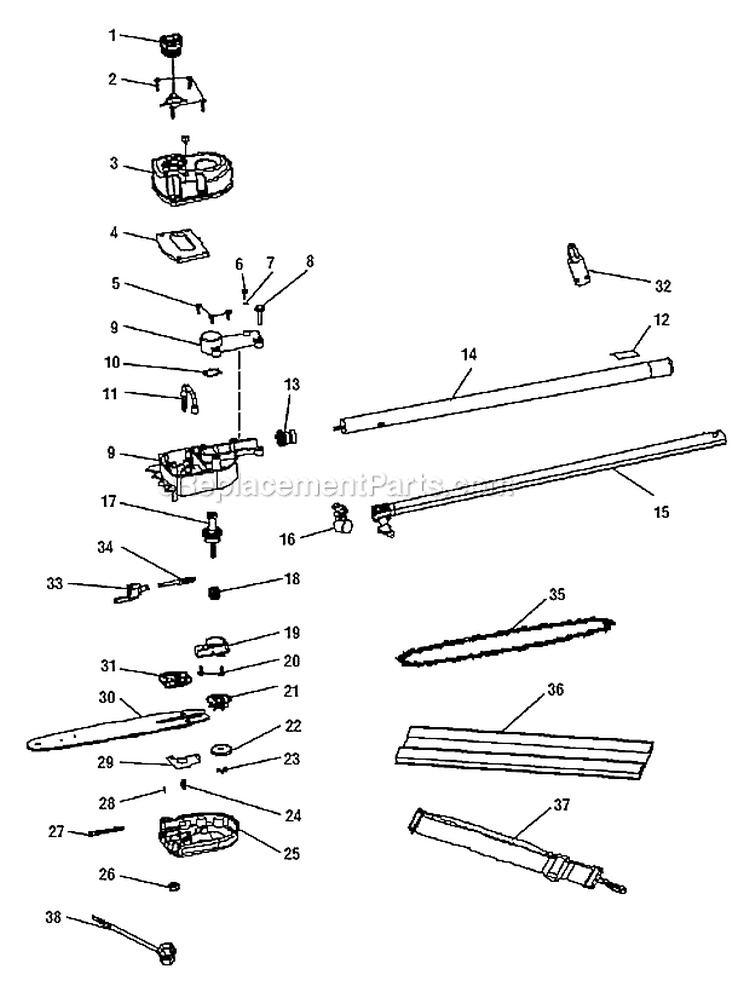Page A Diagram and Parts List for UT15520C  Homelite Pole Saw