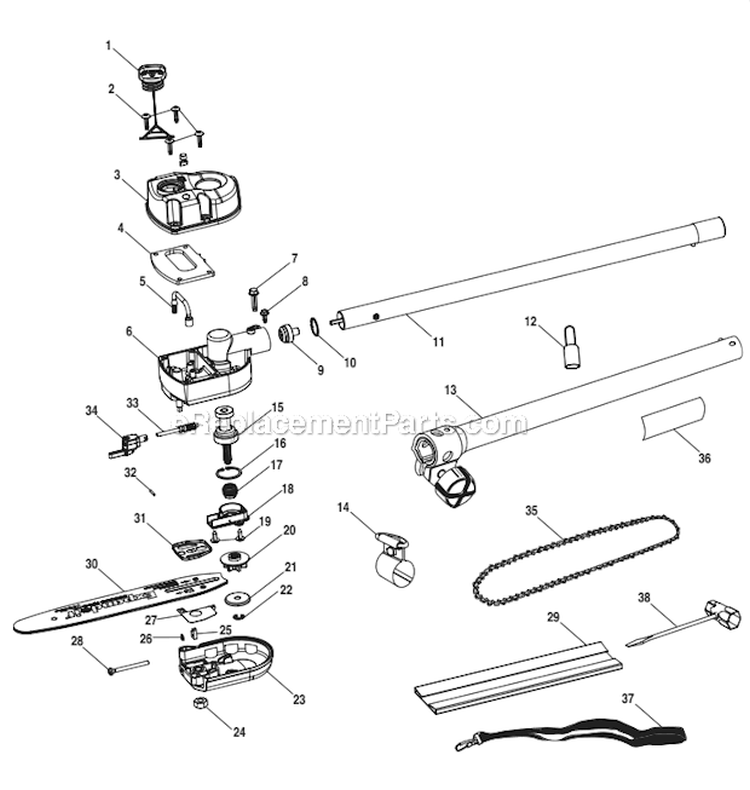 Page A Diagram and Parts List for UT15520  Homelite Pole Saw