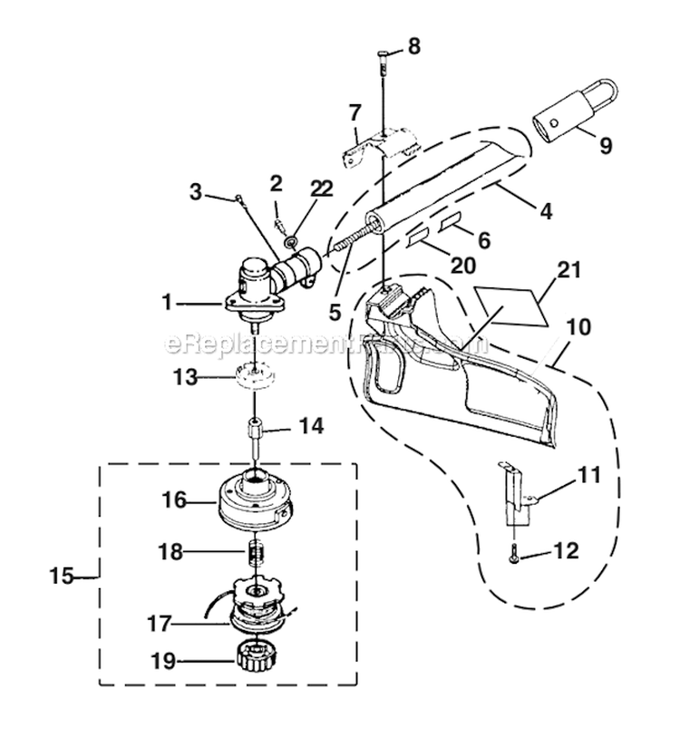 Page A Diagram and Parts List for UT15522D  Homelite Trimmer