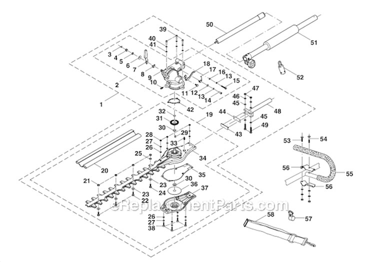 Page A Diagram and Parts List for UT15701A  Homelite Hedge Trimmer