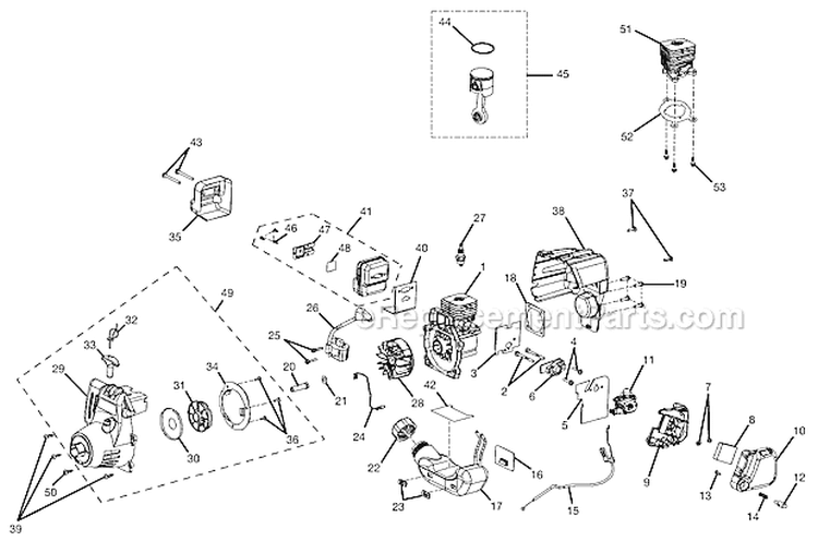 Page B Diagram and Parts List for UT20046  Homelite Trimmer