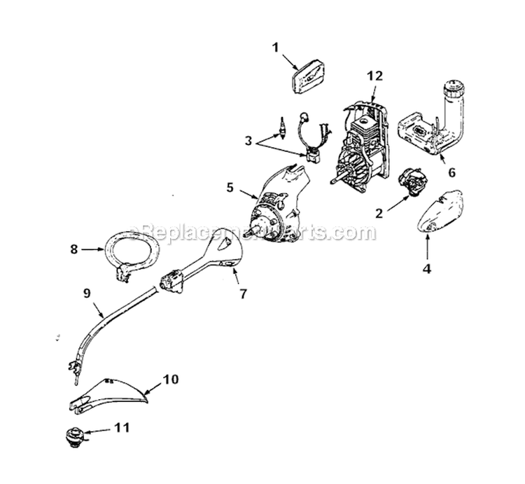 Page A Diagram and Parts List for UT20635R ST725CDR Homelite Trimmer