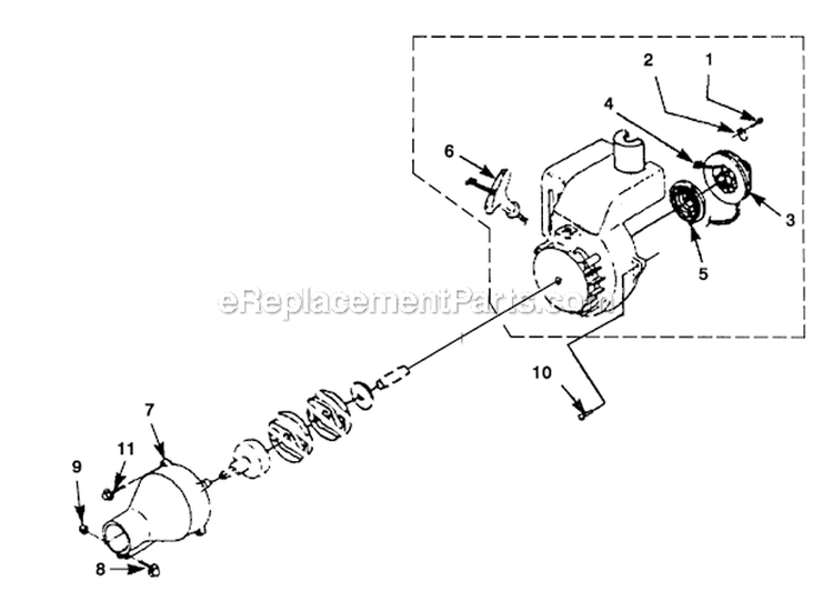 Starter Diagram and Parts List for UT20661 T30C Homelite Trimmer