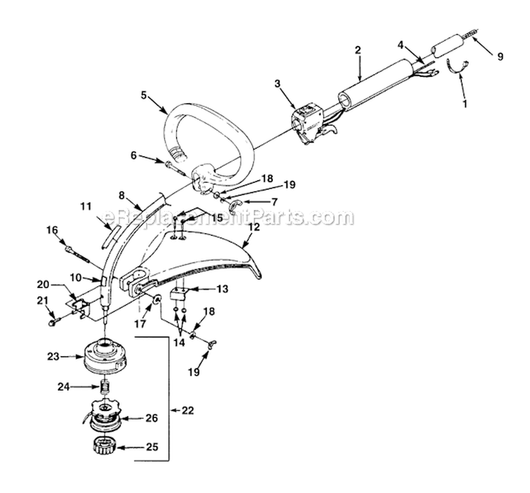 Driveshaft Diagram and Parts List for UT20661 T30C Homelite Trimmer