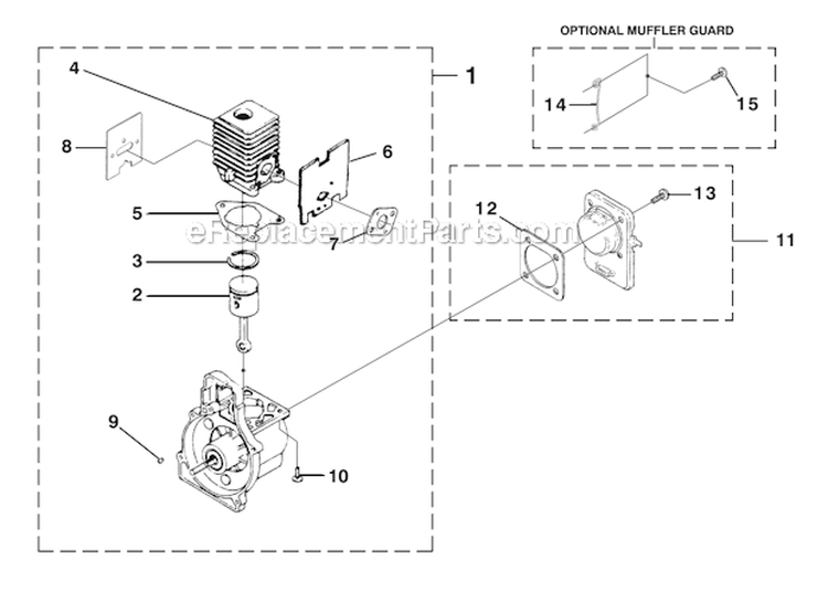 Engine Internal Diagram and Parts List for UT20721 TrimLite Homelite Trimmer