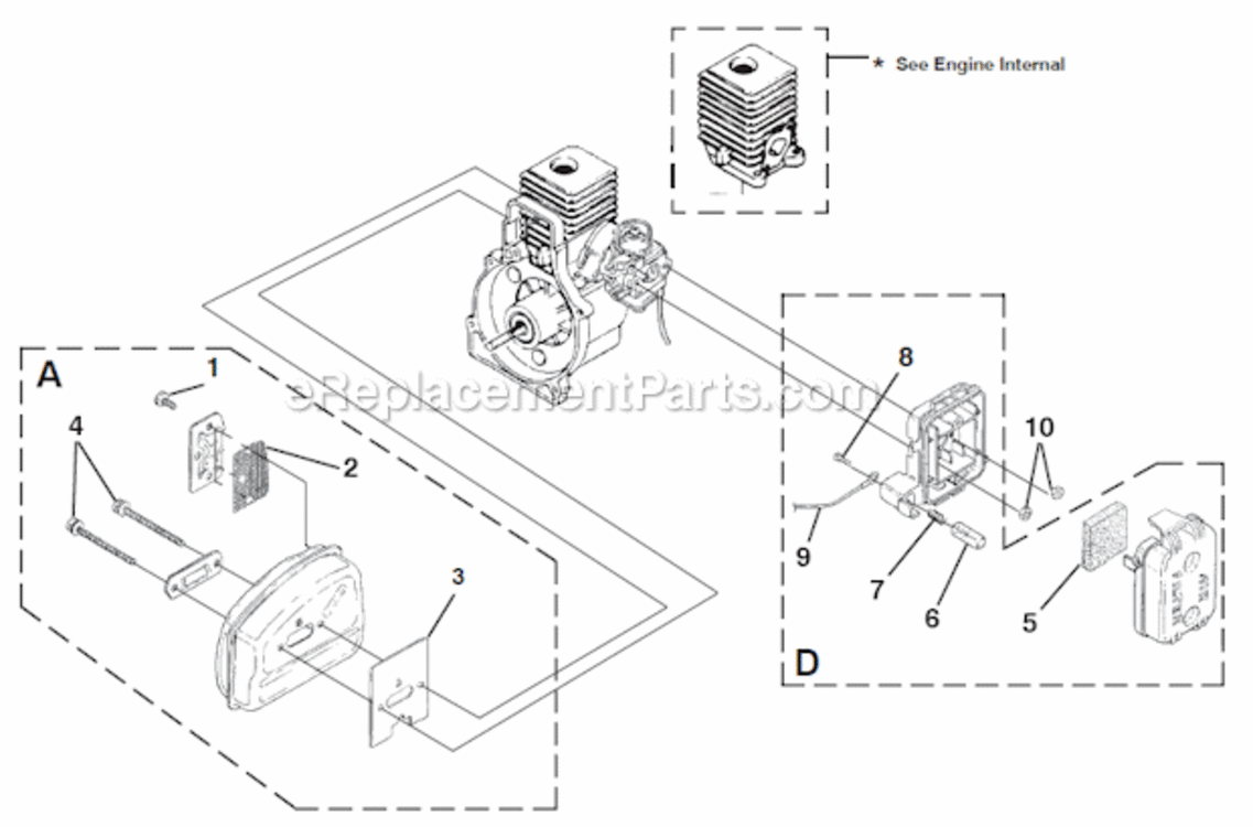 Muffler - Air Cleaner Diagram and Parts List for UT20748 Power Trim Homelite Trimmer