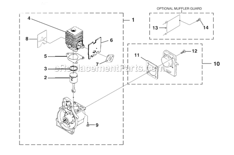 Engine Internal Diagram and Parts List for UT20750 K200 Homelite Trimmer