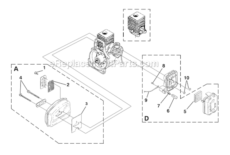 Muffler - Air Cleaner Diagram and Parts List for UT20750 K200 Homelite Trimmer