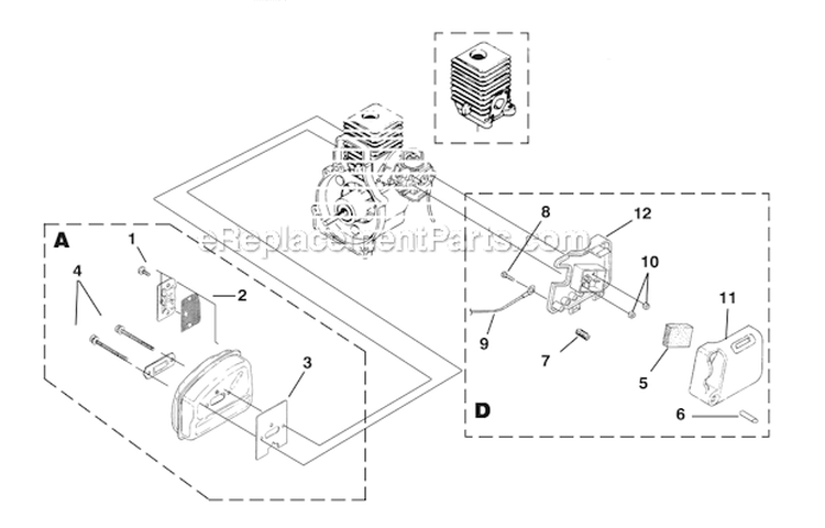 Muffler - Air Cleaner Diagram and Parts List for UT20783 K300 Homelite Trimmer