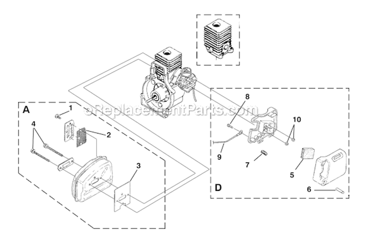 Muffler - Air Cleaner Diagram and Parts List for UT20819 ST2517CRG Homelite Trimmer