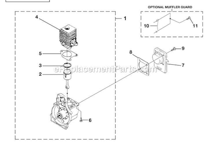 Engine Internal Diagram and Parts List for UT20930 Trimlite Homelite Trimmer