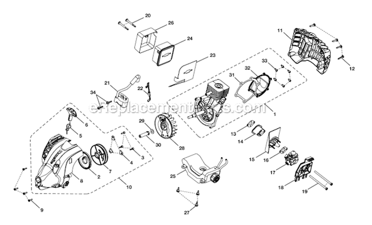 Page B Diagram and Parts List for UT21006  Homelite Trimmer