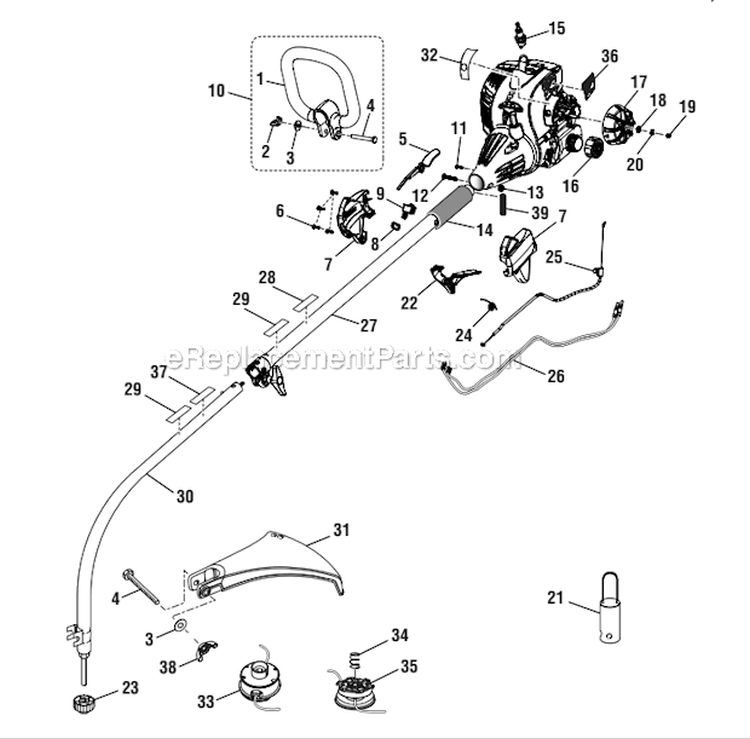 Page A Diagram and Parts List for UT21967  Homelite Trimmer
