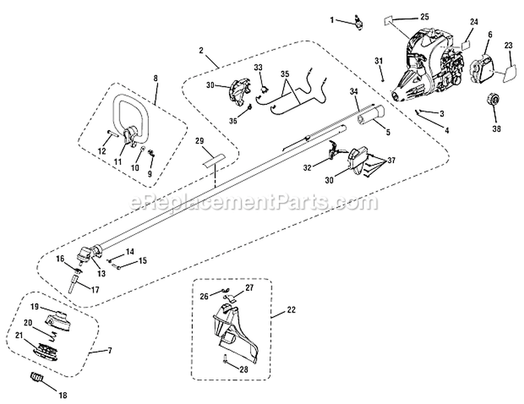 Page B Diagram and Parts List for UT22600  Homelite Trimmer