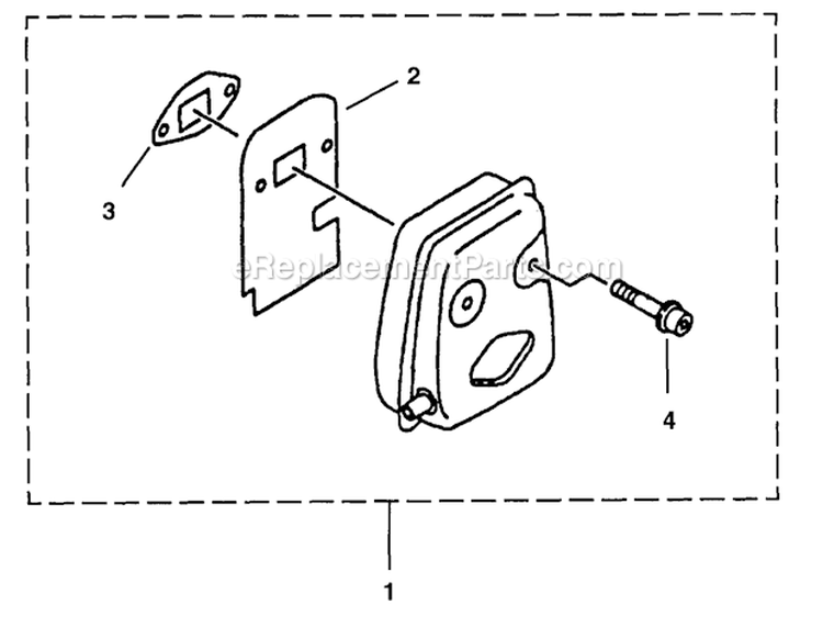 Exhaust System Diagram and Parts List for UT26038  Homelite Trimmer