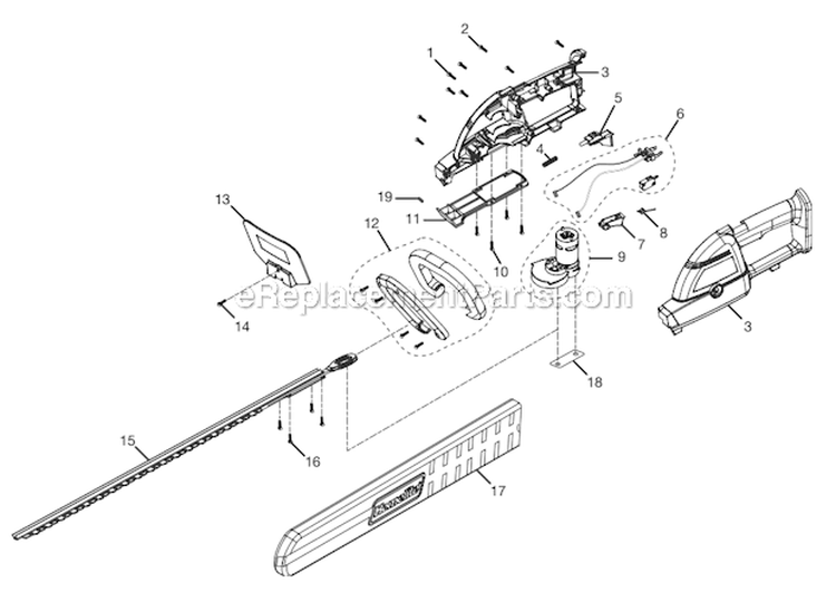 Page A Diagram and Parts List for UT31840  Homelite Hedge Trimmer