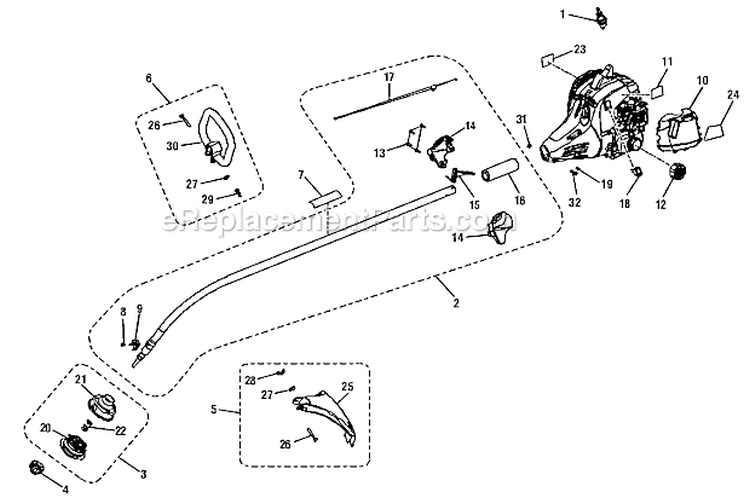 Page A Diagram and Parts List for UT32601  Homelite Trimmer