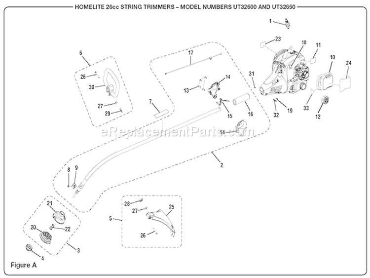 Page A Diagram and Parts List for UT32650  Homelite Trimmer