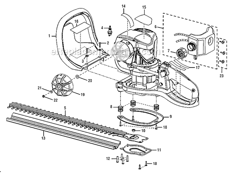 Page A Diagram and Parts List for UT40903  Homelite Hedge Trimmer