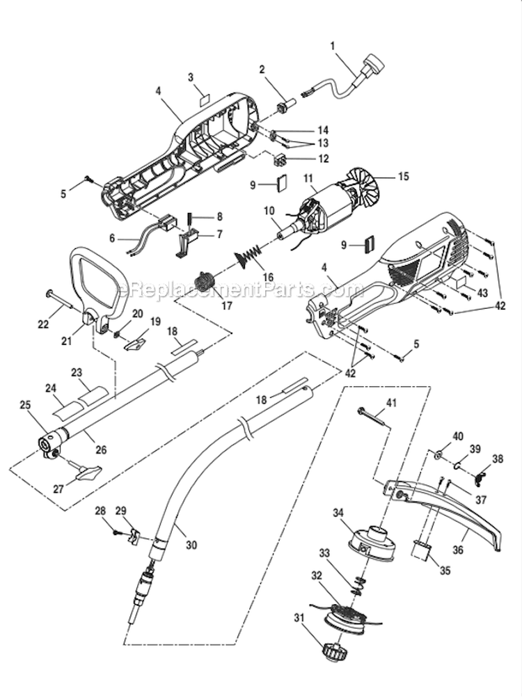 Page A Diagram and Parts List for UT41002A  Homelite Trimmer