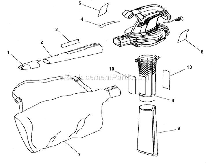 General Assembly Diagram and Parts List for UT42120  Homelite Leaf Blower / Vacuum