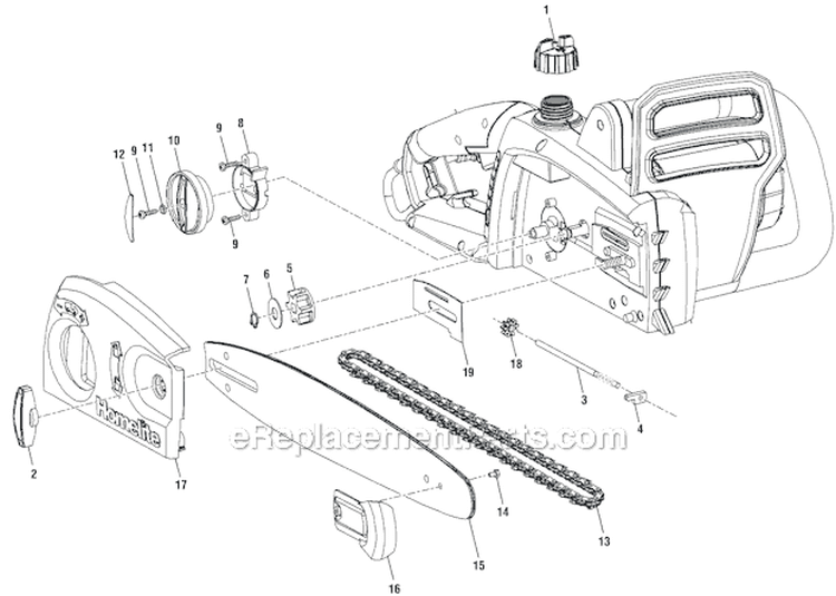 Page A Diagram and Parts List for UT43102  Homelite Chainsaw