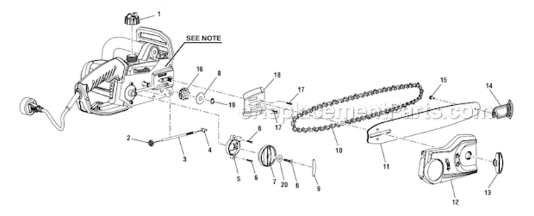 Page A Diagram and Parts List for UT43103  Homelite Chainsaw