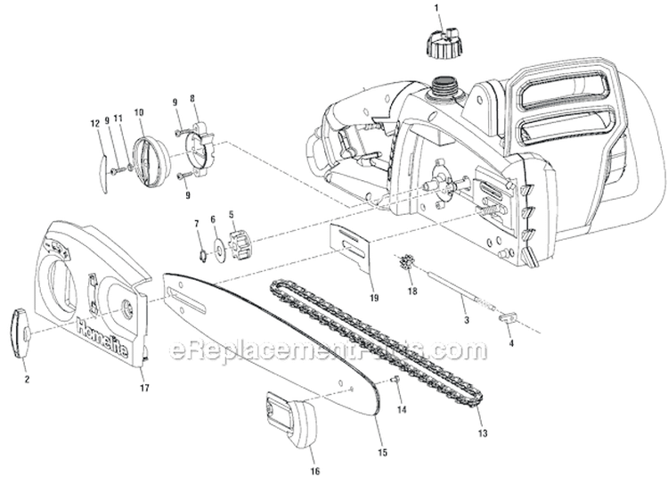 Page A Diagram and Parts List for UT43122  Homelite Chainsaw