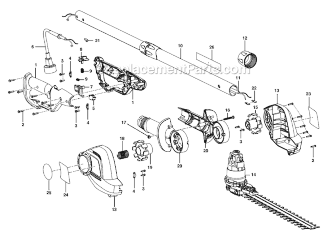Page A Diagram and Parts List for UT-44160  Homelite Hedge Trimmer