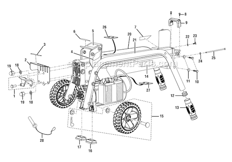 Page A Diagram and Parts List for UT49103  Homelite Log Splitter