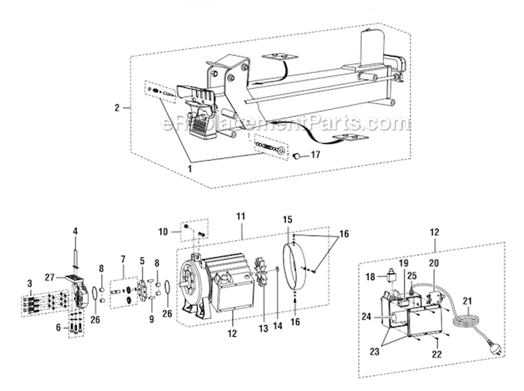 Page B Diagram and Parts List for UT49103  Homelite Log Splitter