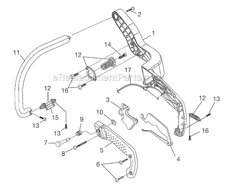 Handles Diagram and Parts List for UT74121B  Homelite Chainsaw