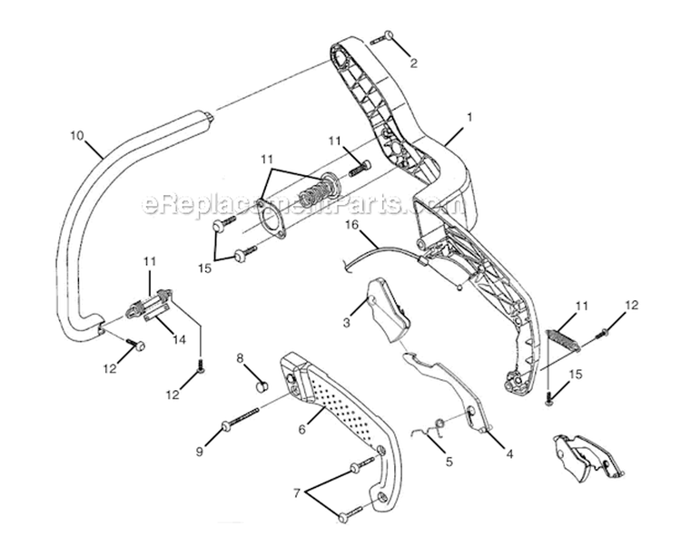 Handles Diagram and Parts List for UT74123B  Homelite Chainsaw