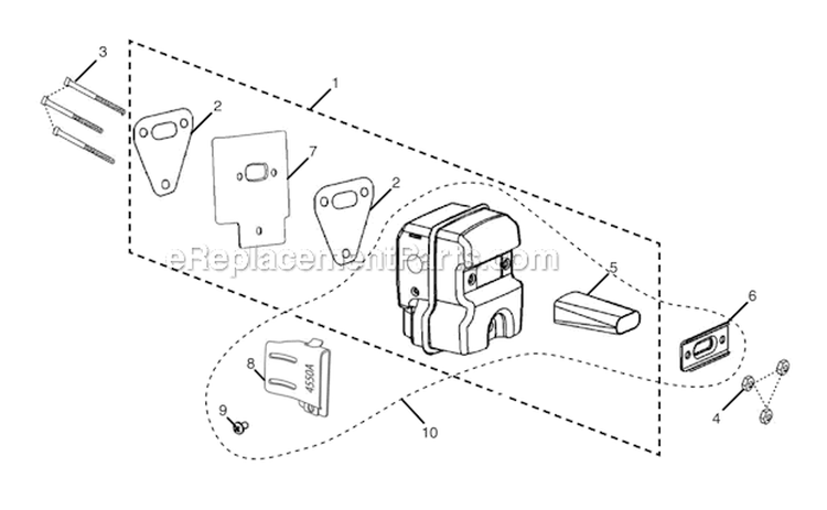 Muffler Diagram and Parts List for UT74125B  Homelite Chainsaw