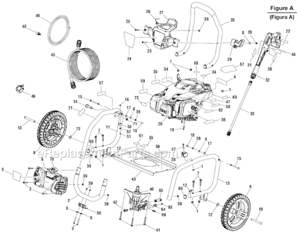 Page A Diagram and Parts List for UT80709A  Homelite Pressure Washer